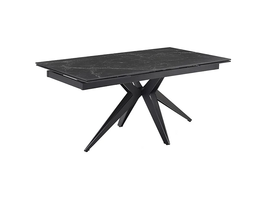 Table extensible 180/260 cm céramique noir marbré pied étoile - INDIANA 06