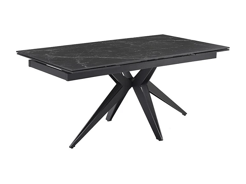 Table extensible 180/260 cm céramique noir marbré pied étoile - INDIANA 06
