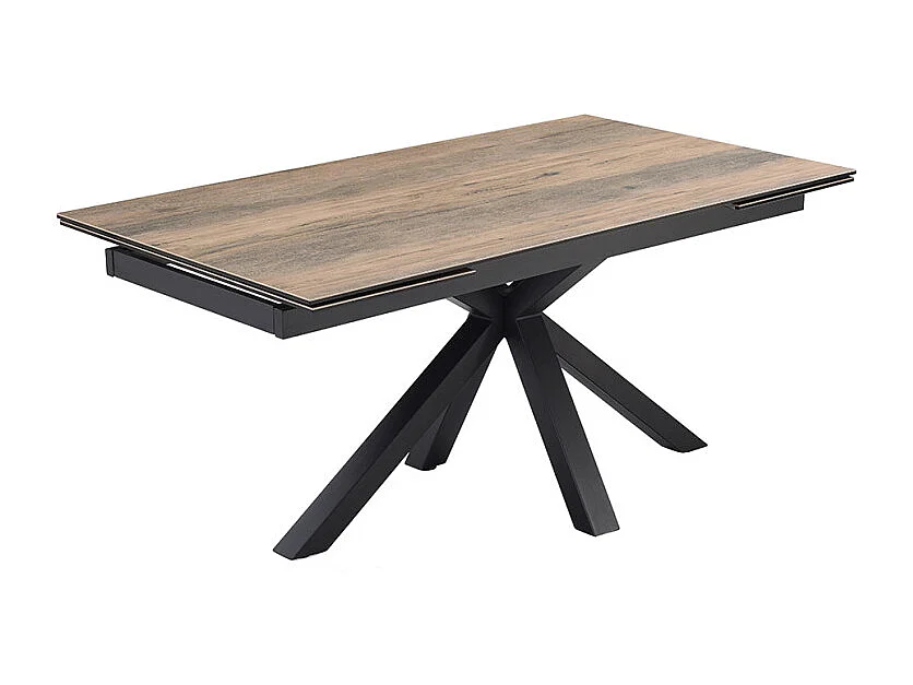 Table extensible 180/260 cm céramique effet bois pied croisé - TEXAS 04