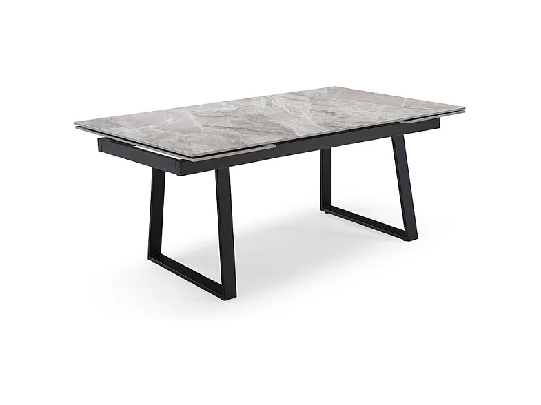 Table extensible 180/260 cm céramique marbré laqué pieds luge - DAKOTA 02