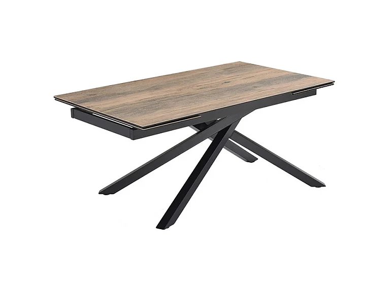 Table extensible 180/260 cm céramique effet bois pied torsadé - TEXAS 05