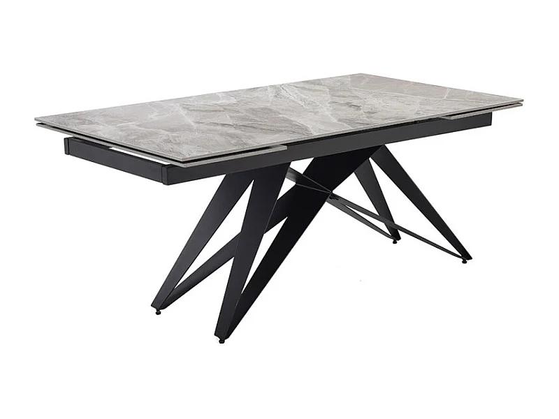 Table extensible 180/260 cm céramique marbré laqué pied géométrique - DAKOTA 03