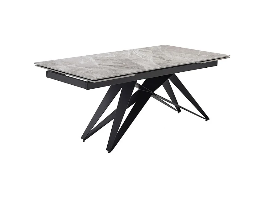 Table extensible 180/260 cm céramique marbré laqué pied géométrique - DAKOTA 03