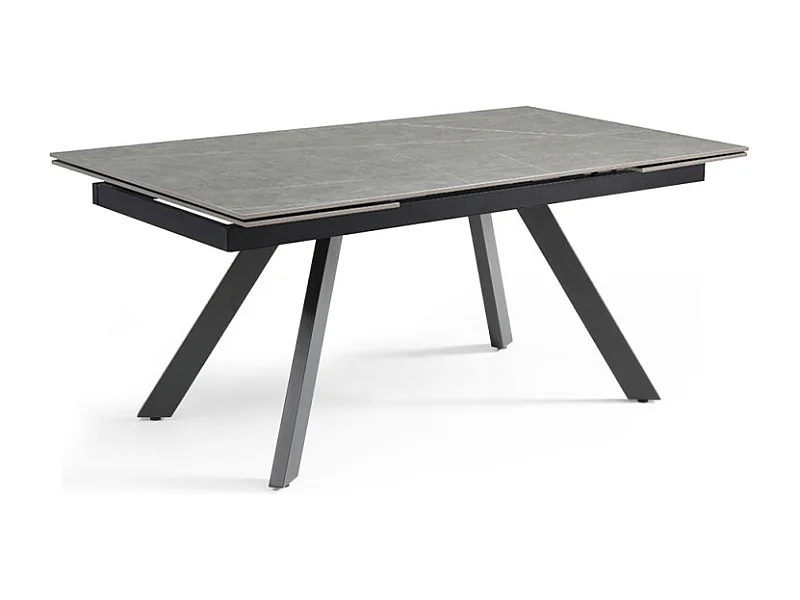 Table extensible 180/260 cm céramique gris marbré pieds inclinés - ARIZONA 08