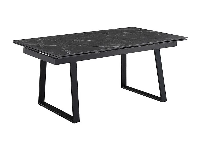 Table extensible 180/260 cm céramique noir marbré pieds luge - INDIANA 02