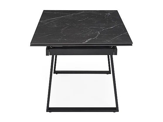 Table extensible 180/260 cm céramique noir marbré pieds luge - INDIANA 02