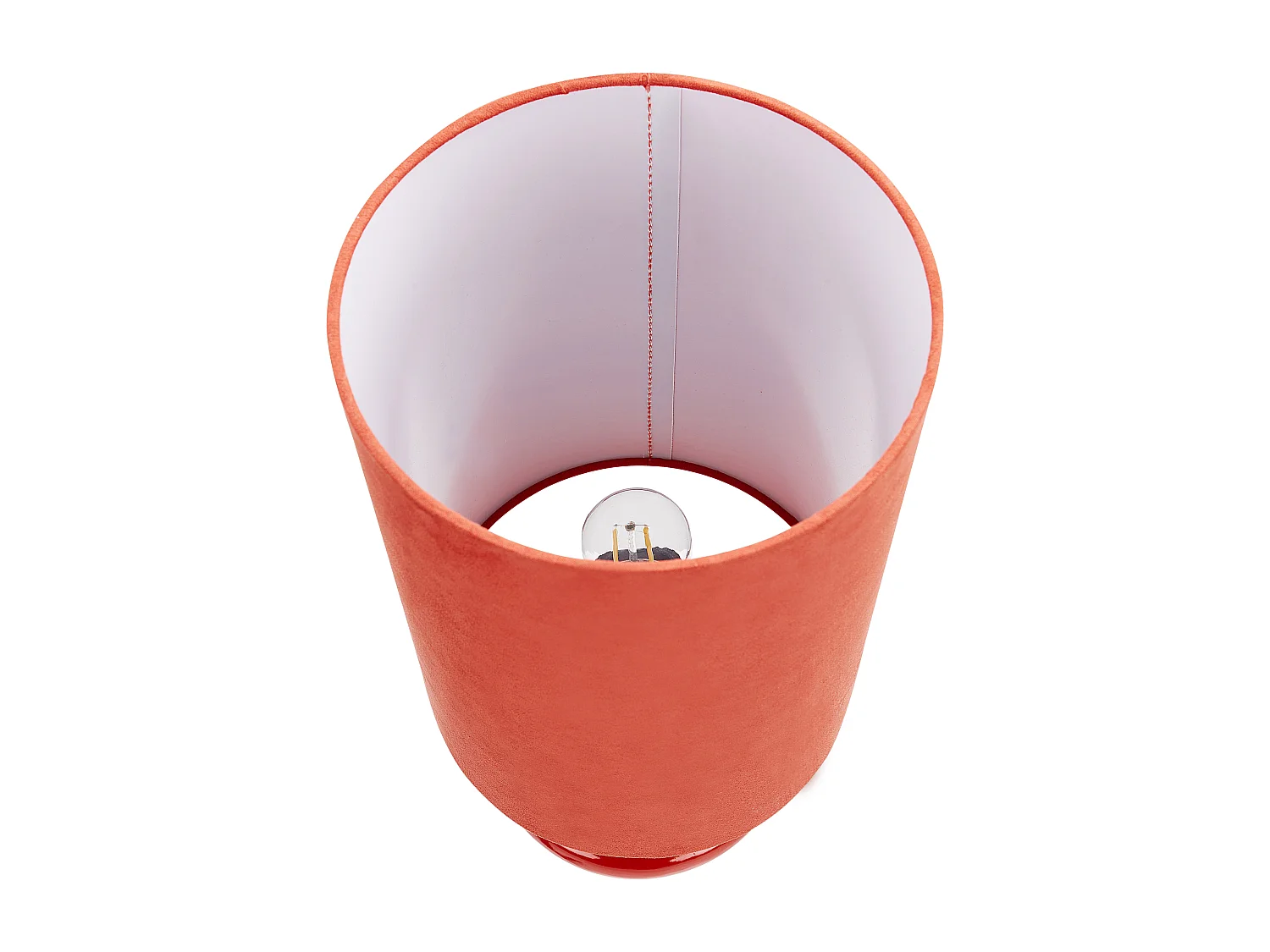 Tischlampe Keramik Vasenform rot mit Schirm Kunstwildleder Trommelform Oteros