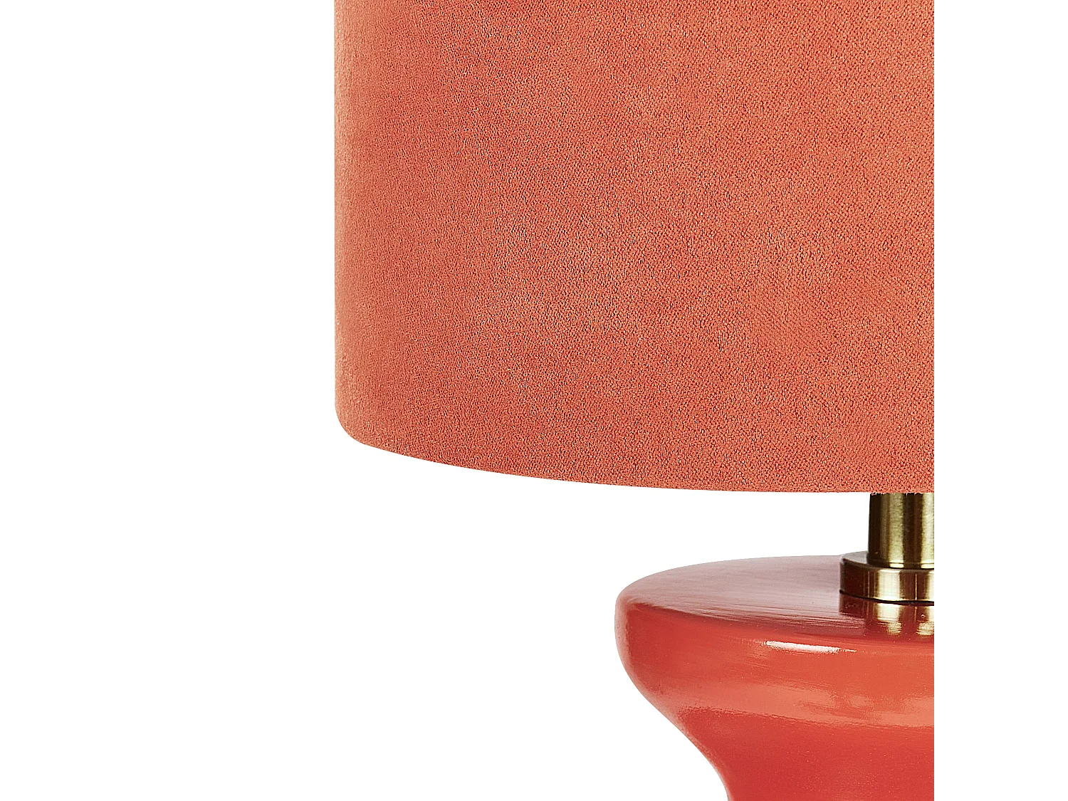 Tischlampe Keramik Vasenform rot mit Schirm Kunstwildleder Trommelform Oteros