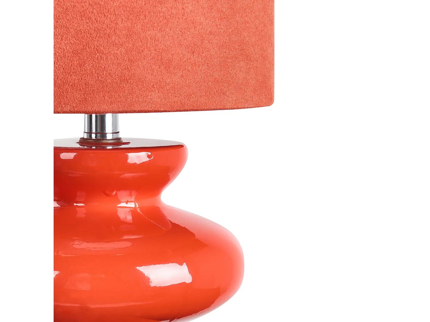 Tischlampe Keramik Vasenform rot mit Schirm Kunstwildleder Trommelform Oteros