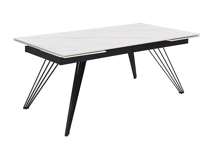Table extensible 180/260 cm céramique blanc marbré pieds filaires - NEVADA 01