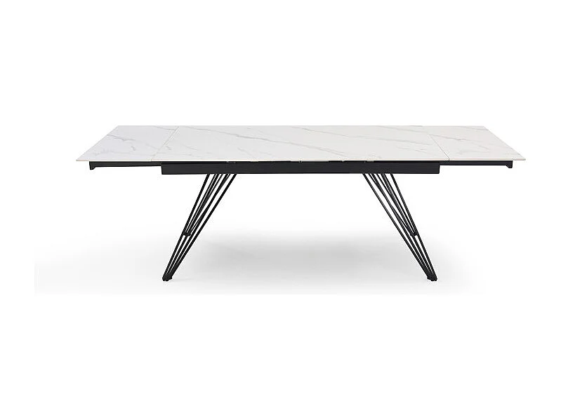 Table extensible 180/260 cm céramique blanc marbré pieds filaires - NEVADA 01