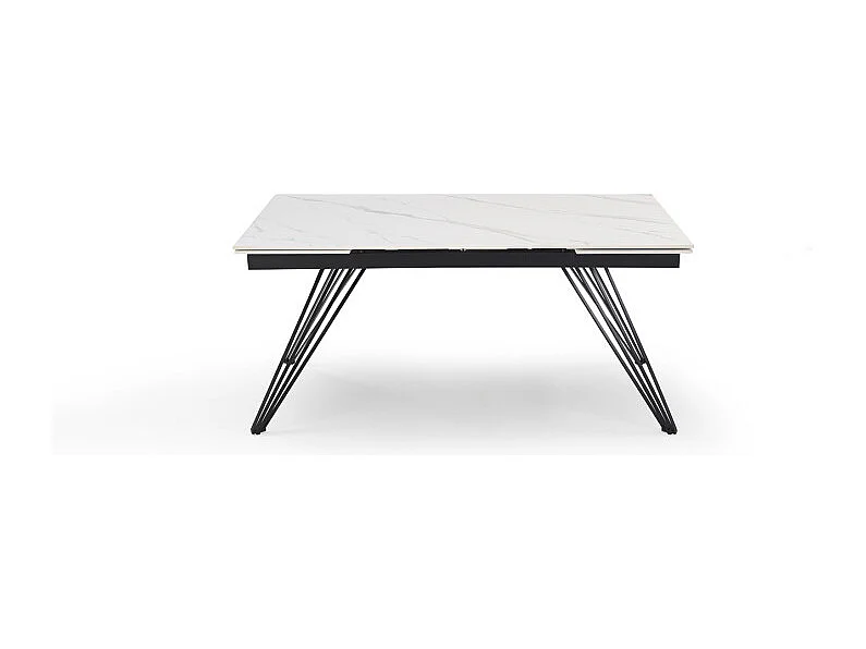 Table extensible 180/260 cm céramique blanc marbré pieds filaires - NEVADA 01