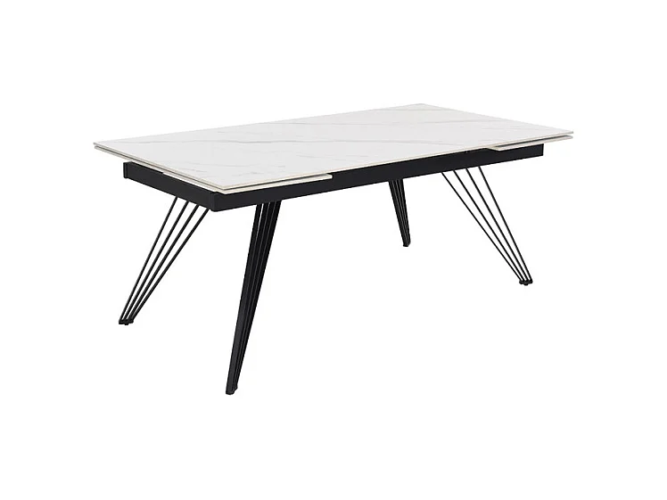 Table extensible 180/260 cm céramique blanc marbré pieds filaires - NEVADA 01