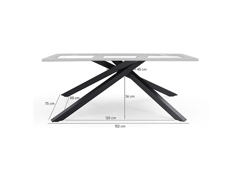 Table extensible 180/260 cm céramique gris marbré pied torsadé - ARIZONA 05