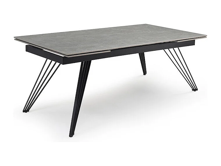 Table extensible 180/260 cm céramique gris marbré pieds filaires - ARIZONA 01