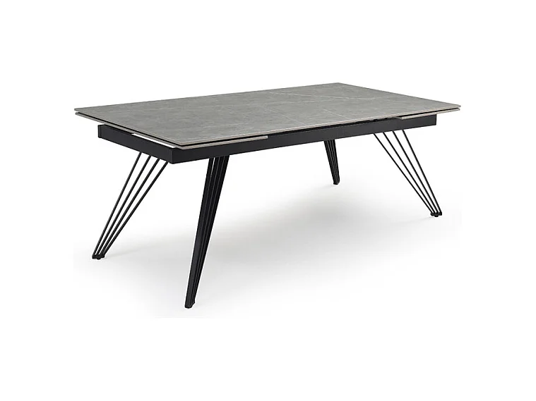 Table extensible 180/260 cm céramique gris marbré pieds filaires - ARIZONA 01