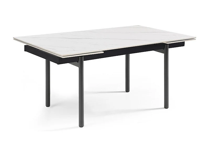 Table extensible 180/260 cm céramique blanc marbré pieds droits - NEVADA 09