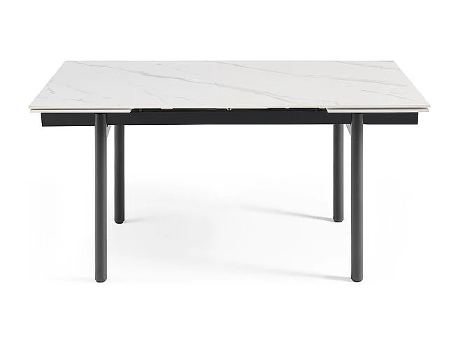 Table extensible 180/260 cm céramique blanc marbré pieds droits - NEVADA 09