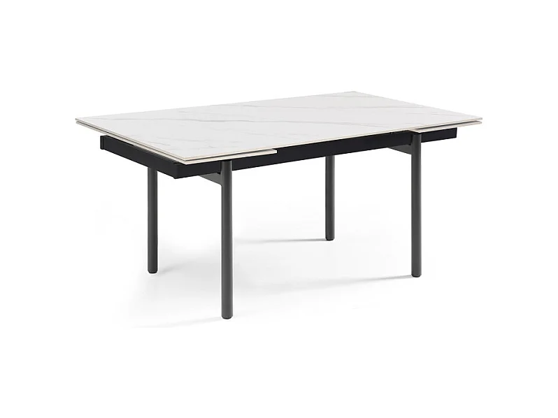 Table extensible 180/260 cm céramique blanc marbré pieds droits - NEVADA 09