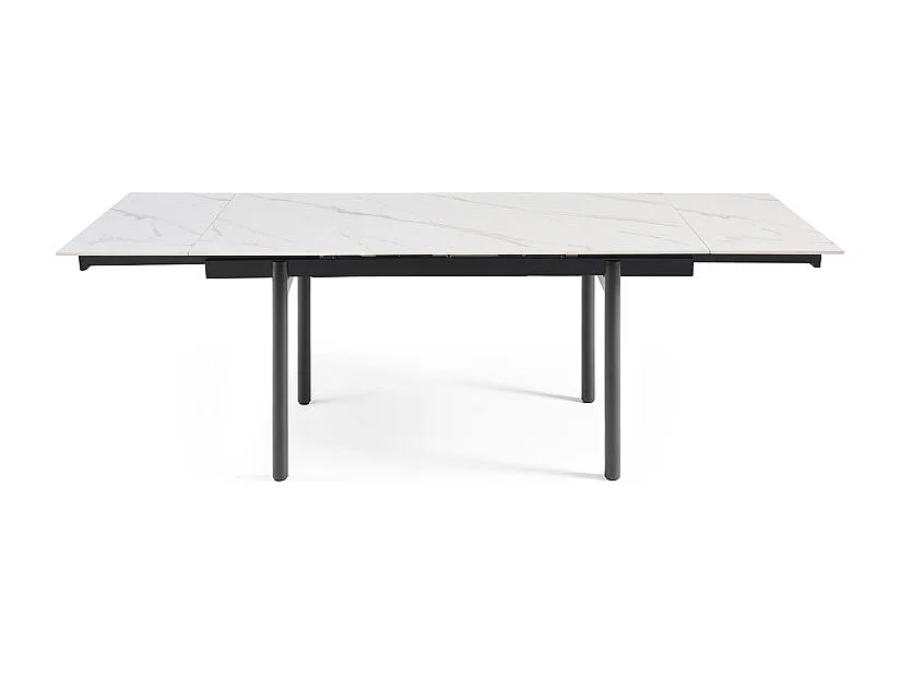 Table extensible 180/260 cm céramique blanc marbré pieds droits - NEVADA 09