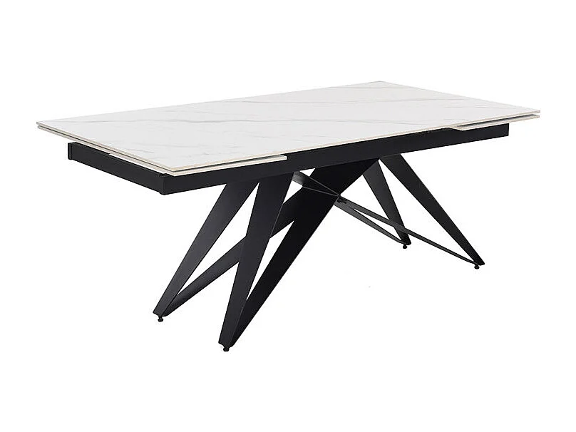 Table extensible 180/260 cm céramique blanc marbré pied géométrique - NEVADA 03
