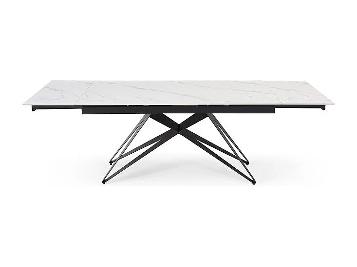 Table extensible 180/260 cm céramique blanc marbré pied géométrique - NEVADA 03