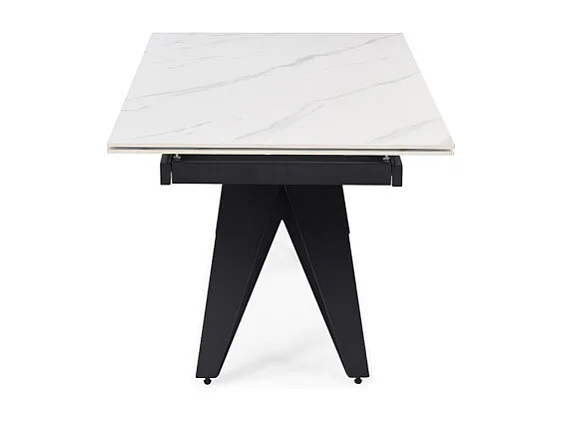 Table extensible 180/260 cm céramique blanc marbré pied géométrique - NEVADA 03