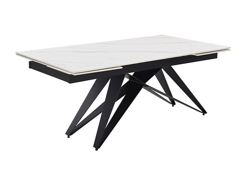 Table extensible 180/260 cm céramique blanc marbré pied géométrique - NEVADA 03