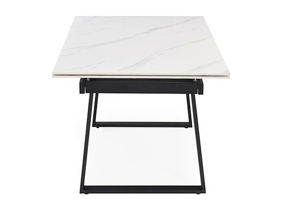 Table extensible 180/260 cm céramique blanc marbré pieds luge - NEVADA 02