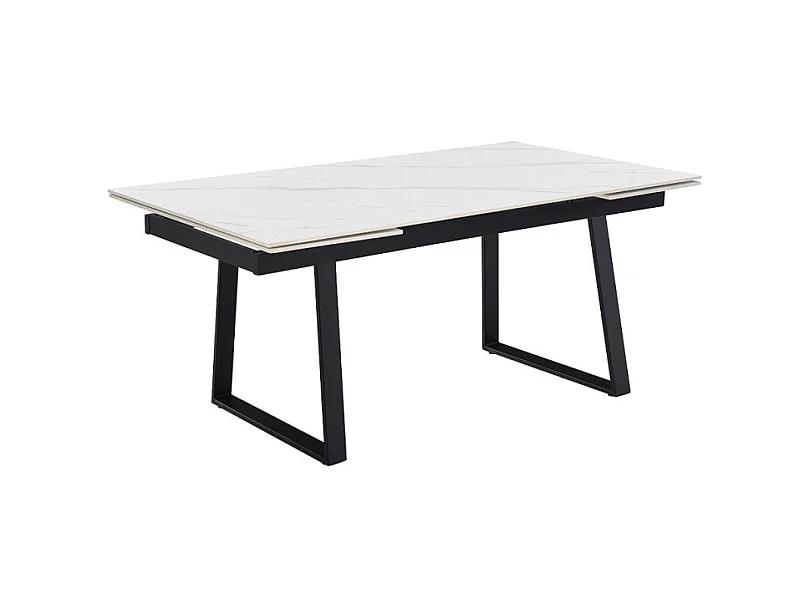 Table extensible 180/260 cm céramique blanc marbré pieds luge - NEVADA 02