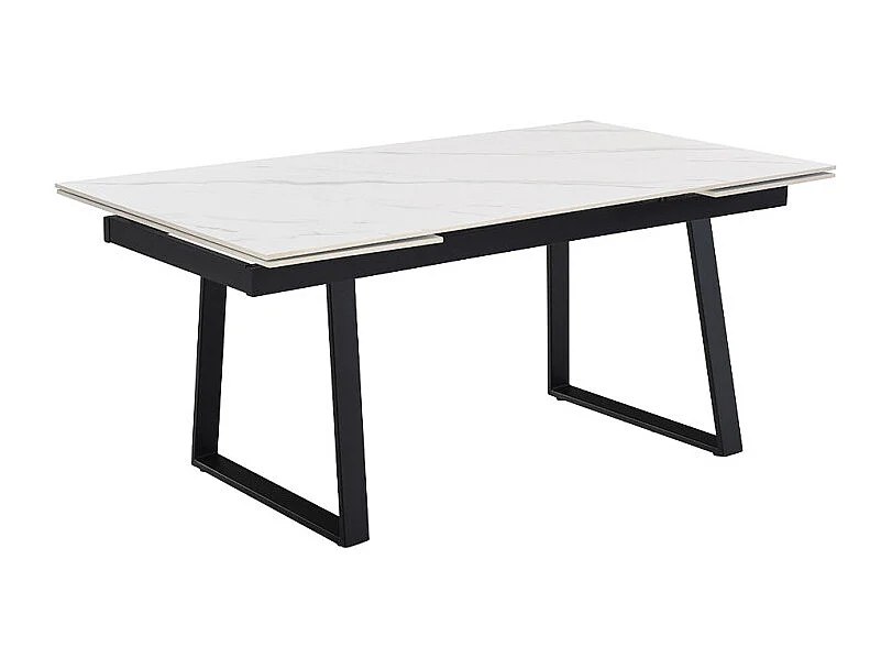 Table extensible 180/260 cm céramique blanc marbré pieds luge - NEVADA 02