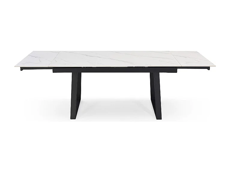 Table extensible 180/260 cm céramique blanc marbré pieds luge - NEVADA 02