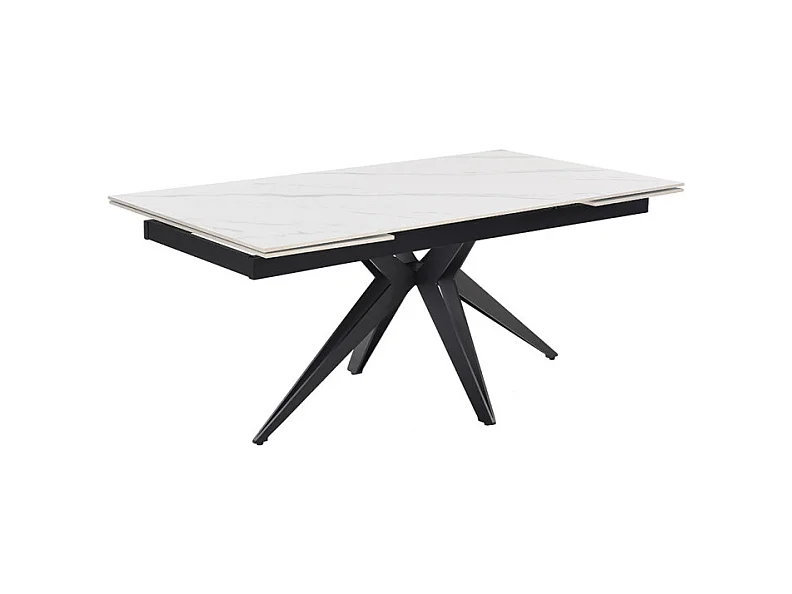 Table extensible 180/260 cm céramique blanc marbré pied étoile - NEVADA 06