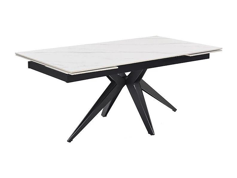 Table extensible 180/260 cm céramique blanc marbré pied étoile - NEVADA 06