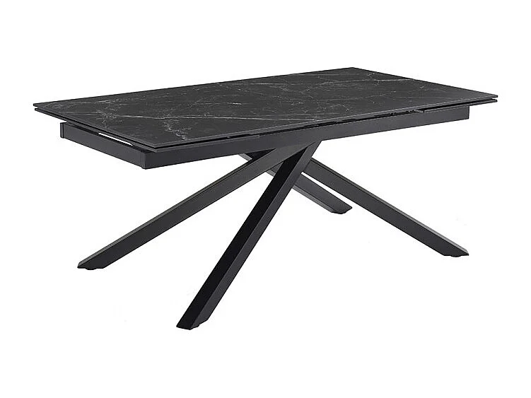 Table extensible 180/260 cm céramique noir marbré pied torsadé - INDIANA 05
