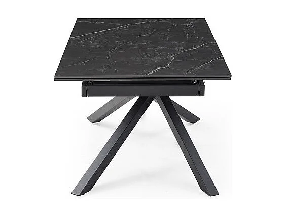 Table extensible 180/260 cm céramique noir marbré pied torsadé - INDIANA 05