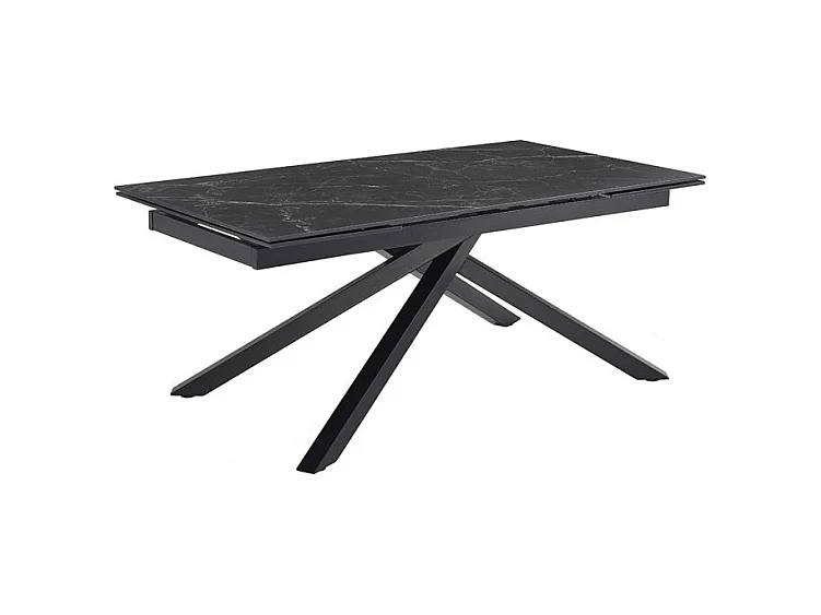 Table extensible 180/260 cm céramique noir marbré pied torsadé - INDIANA 05