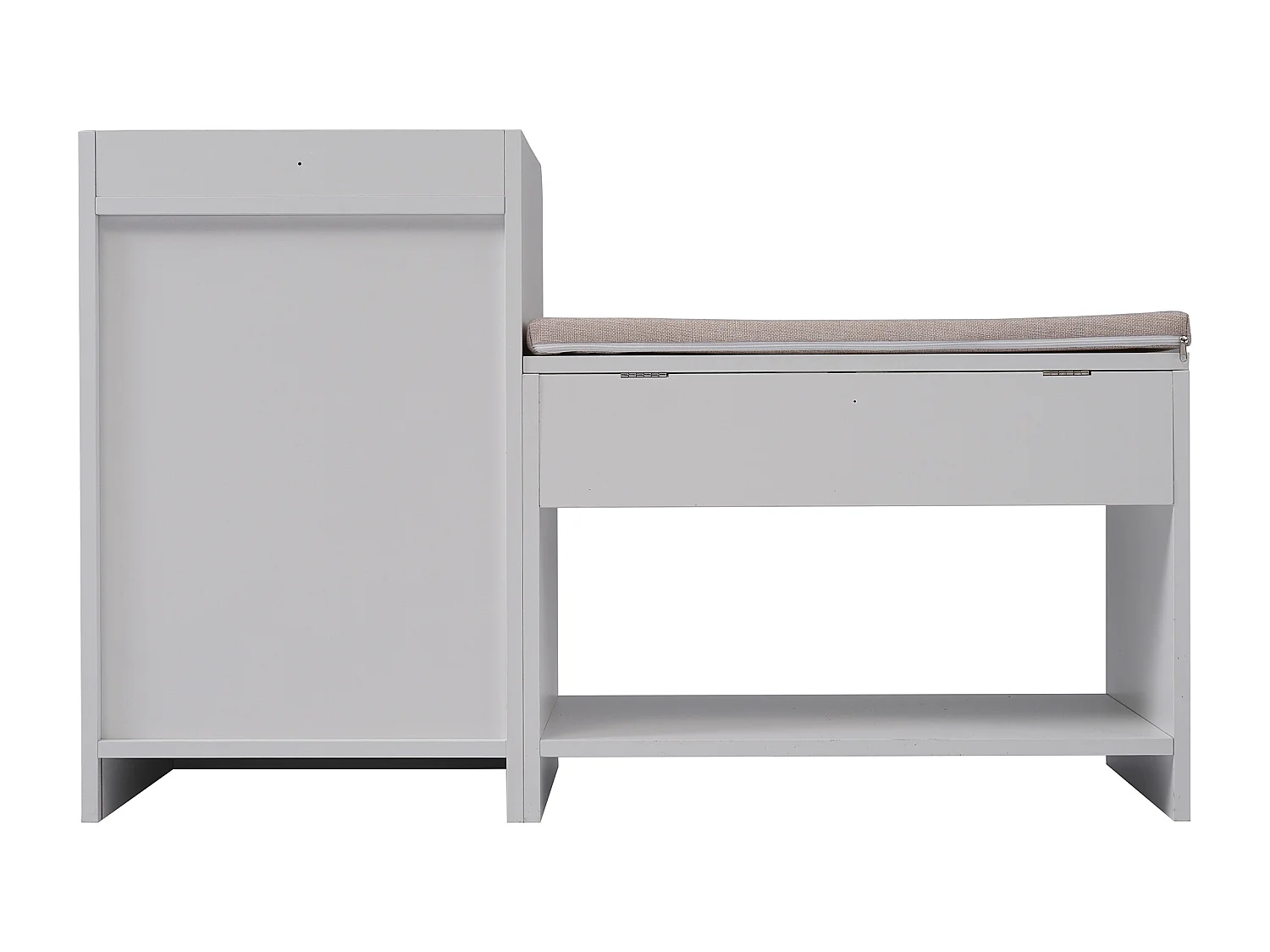 Banco para sapatos com arrumação e porta de vime - 100 x 62,5 x 38 cm - Aglomerado - Branco