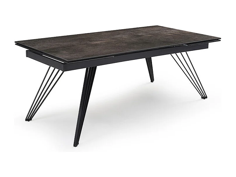 Table extensible 180/260 cm céramique gris vieilli pieds filaires - MAINE 01