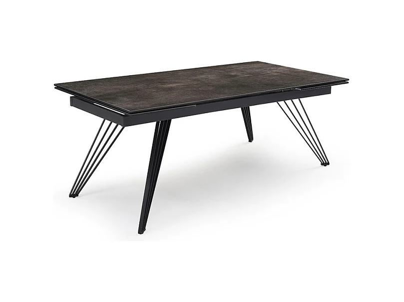 Table extensible 180/260 cm céramique gris vieilli pieds filaires - MAINE 01
