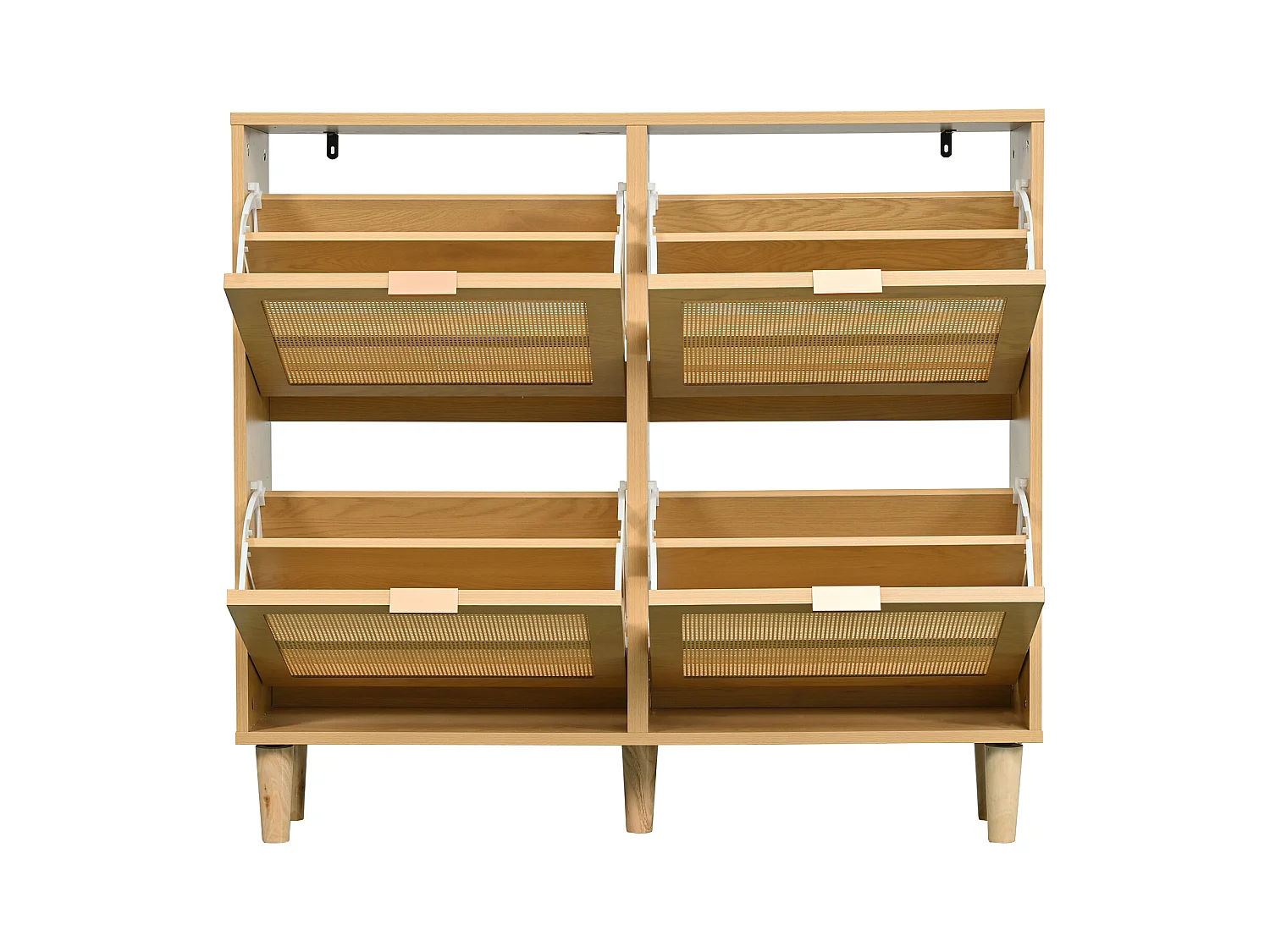 Schoenenkast met 4 klepdeuren - spaanplaten - Licht eiken