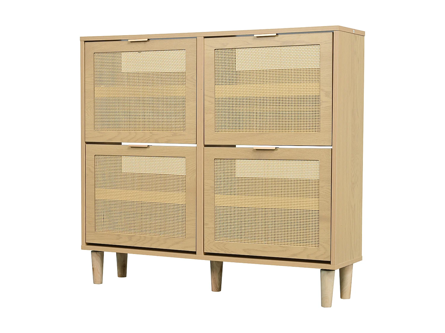 Meuble à chaussures 4 portes abattants - panneaux de particule - Chêne clair