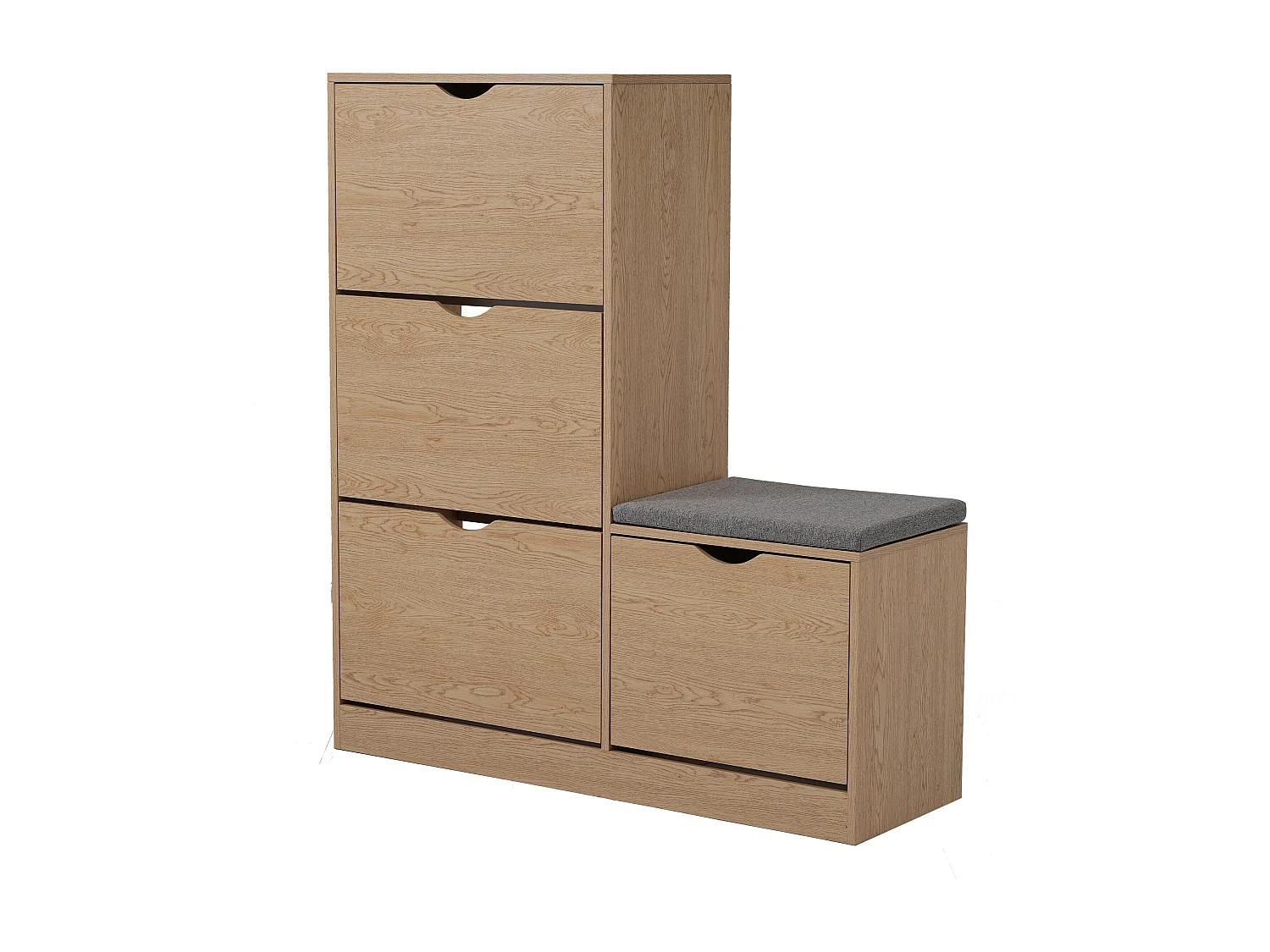 Meuble à chaussures avec 4 tiroirs abattants - Panneaux de particules - Naturel