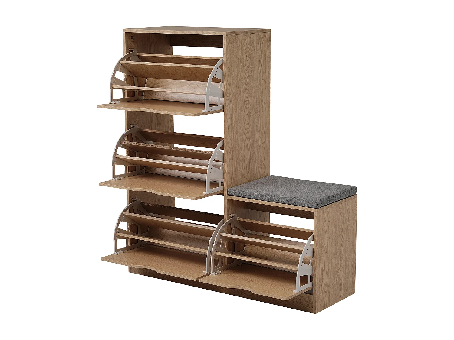 Meuble à chaussures avec 4 tiroirs abattants - Panneaux de particules - Naturel