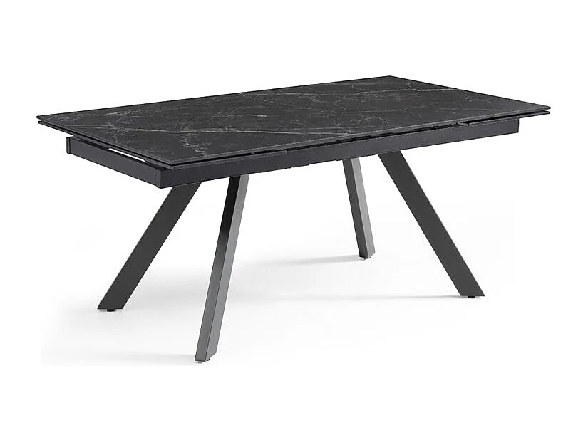 Table extensible 180/260 cm céramique noir marbré pieds inclinés - INDIANA 08