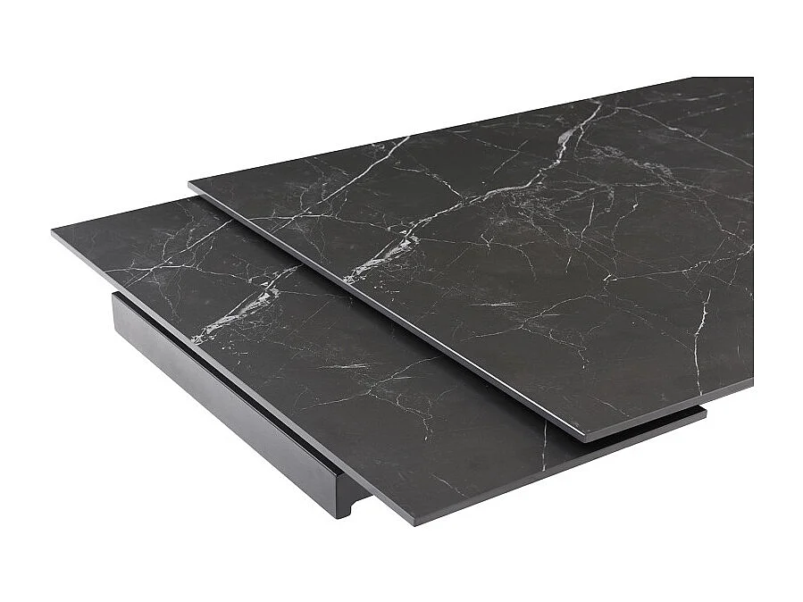 Table extensible 180/260 cm céramique noir marbré pieds inclinés - INDIANA 08
