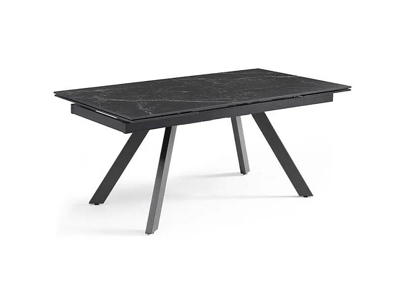 Table extensible 180/260 cm céramique noir marbré pieds inclinés - INDIANA 08