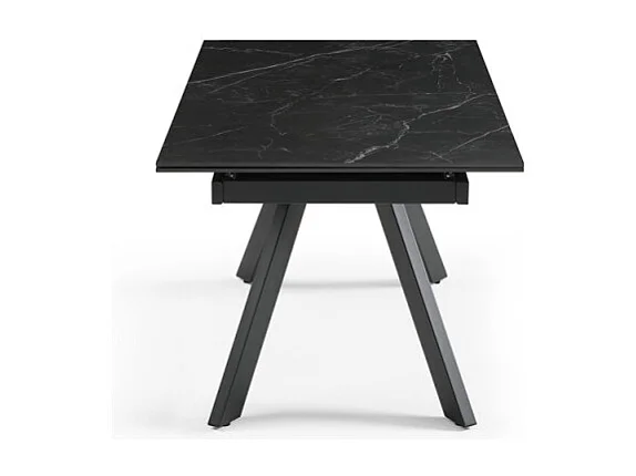 Table extensible 180/260 cm céramique noir marbré pieds inclinés - INDIANA 08