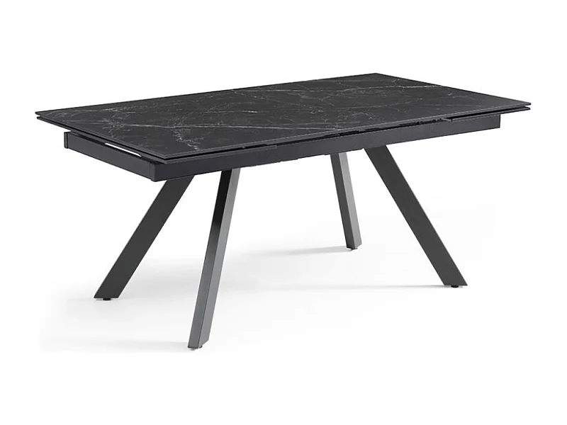 Table extensible 180/260 cm céramique noir marbré pieds inclinés - INDIANA 08
