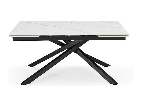 Table extensible 180/260 cm céramique blanc marbré pied torsadé - NEVADA 05